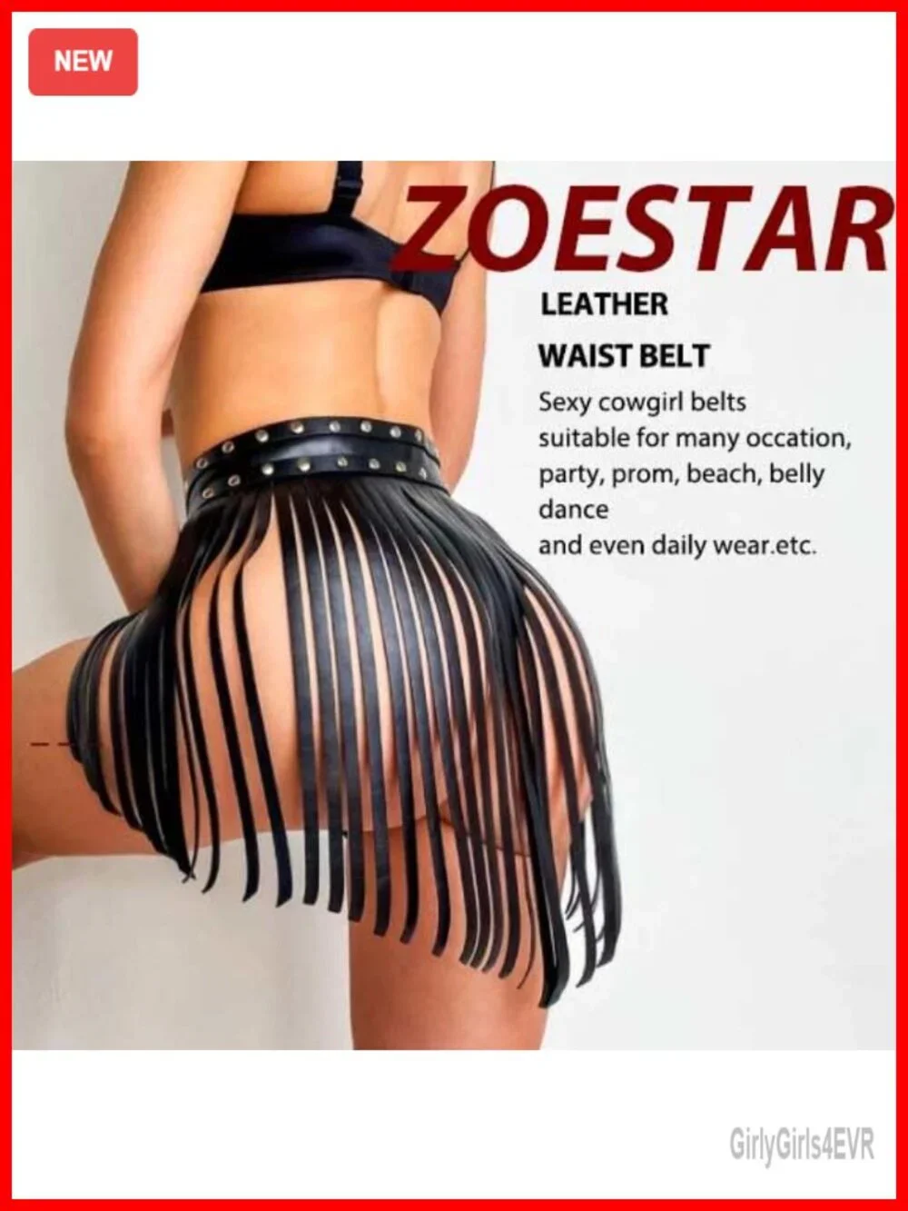 Fringe Belt PU Leather Alloy Western Cowgirl Rave Accessory